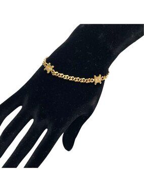 Celine Triomphe Gold Bangle Bracelet Rhinestone